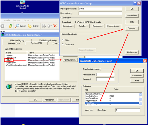ODBC Datenquelle (System DSN) mit Zugriff ‚Read Only’ ODBC Datenquelle (System DSN) mit Zugriff ‚Read Only’