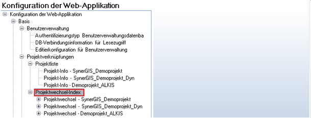 Konfiguration von ‚Projektwechsel-Index‘