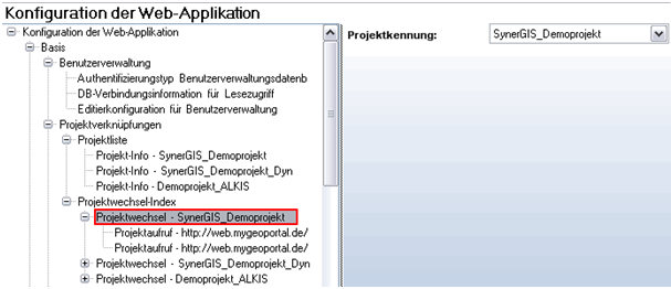 Konfiguration von ‚Projektwechsel‘