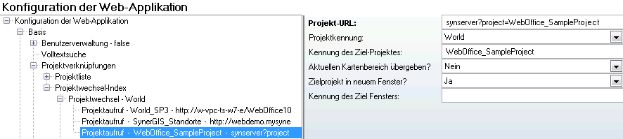 Konfiguration von ‚Projektaufruf‘
