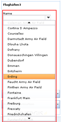 Auswahlwerteliste im ‚Suchformular‘