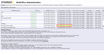 Farbig hervorgehobene Schaltfläche ‚Konfiguration neu laden’ auf den WebOffice 10 R3 Administrationsseiten