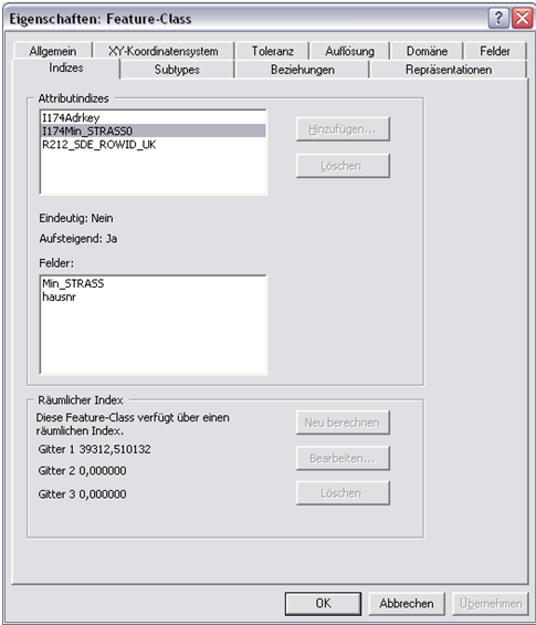 Kombinierte Indizes auf einer Feature-Class im ArcCatalog Kombinierte Indizes auf einer Feature-Class im ArcCatalog