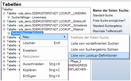 Layer / Table - List of lookup definitions configuration Layer / Table - List of lookup definitions configuration