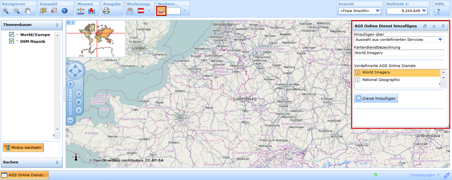 AGS Online Dienst im HTML Client hinzufügen AGS Online Dienst im HTML Client hinzufügen