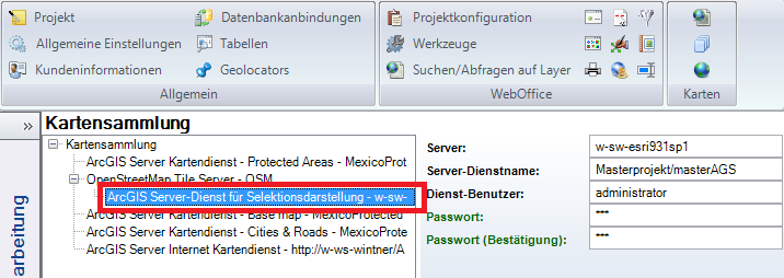 ArcGIS Server-Dienst für Selektionsdarstellung (Bing) - Kategorie Karten