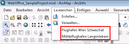 Definiert ArcMap Lesezeichen des aktuell aktivierten Datenrahmens