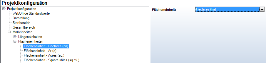 WebOffice 10 R3 Projektkonfiguration - Flächeneinheiten