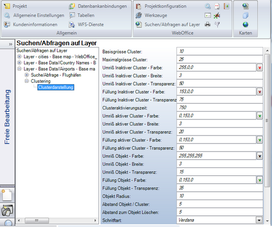 Konfiguration der Cluster Anzeige - Kategorie WebOffice Konfiguration der Cluster Anzeige - Kategorie WebOffice