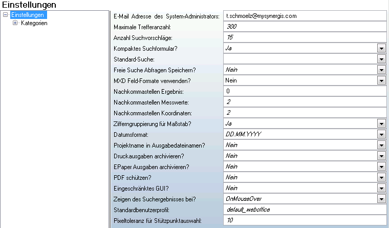 Allgemeine Einstellungen - Kategorie ‚Allgemein’