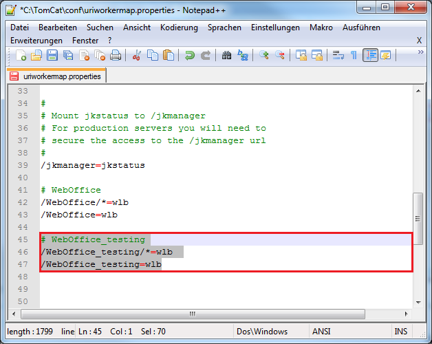 Anpassen der Apache Connector Konfiguration Anpassen der Apache Connector Konfiguration