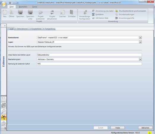 &nbsp;Assistent zum Bearbeiten eines Editier-Layers - Schritt 1