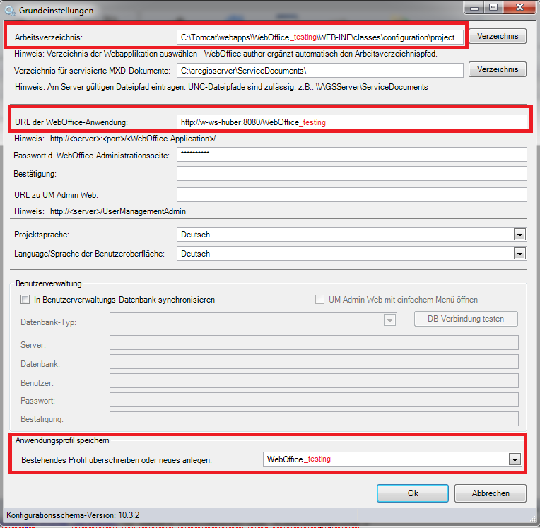 Anpassen der Grundeinstellungen in WebOffice author Anpassen der Grundeinstellungen in WebOffice author