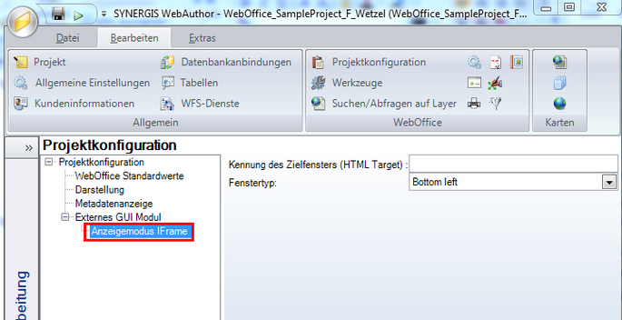 Anzeigemodus des externen GUI Moduls - Kategorie WebOffice Anzeigemodus des externen GUI Moduls - Kategorie WebOffice