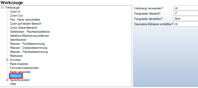 Konfiguration des Werkzeuges Editieren - Kategorie WebOffice Konfiguration des Werkzeuges Editieren - Kategorie WebOffice