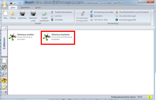 Starten des Assistenten zum Ändern eines Editier-Layers