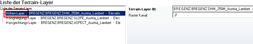 Elevation Layer Konfiguration