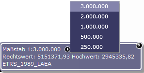 Anzeige einer Liste von diskreten Maßstabsstufen im WebOffice flex Client