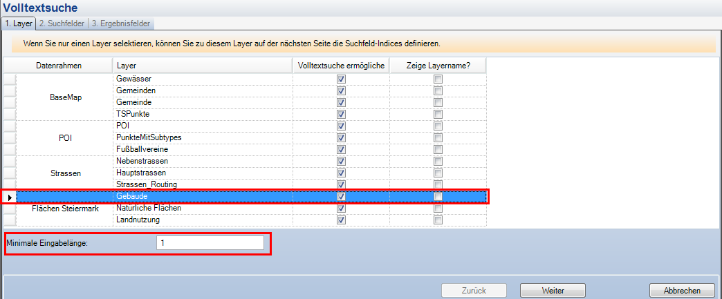 Volltextsuche erstellen - Schritt 1