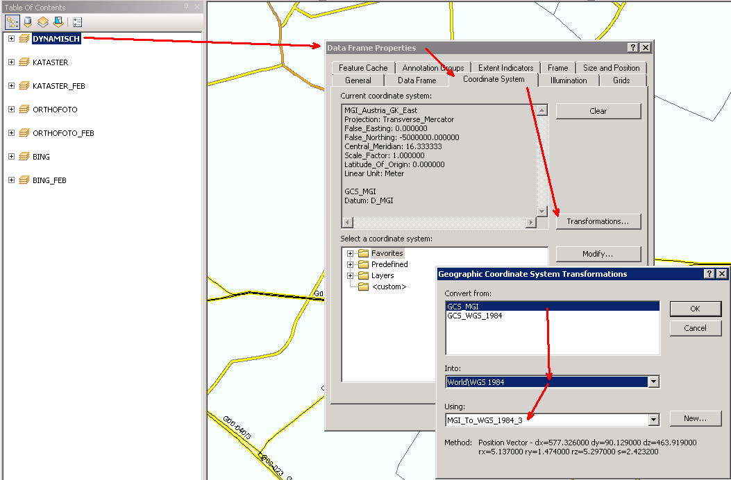 Konfiguration der Transformation zum Geolocator-Service am Hauptkartendienst Konfiguration der Transformation zum Geolocator-Service am Hauptkartendienst