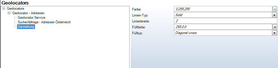 Geolocator Selektionsdarstellung Konfiguration Geolocator Selektionsdarstellung Konfiguration