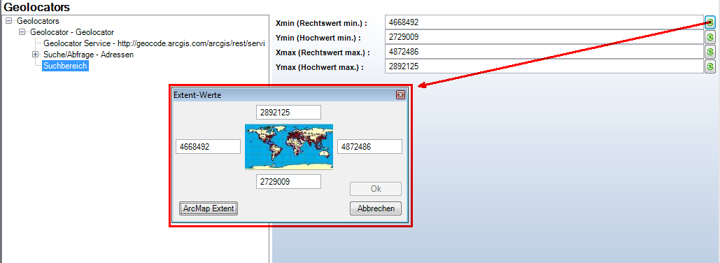 Geolocator Suchbereich Konfiguration Geolocator Suchbereich Konfiguration