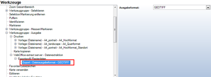 Export Dateiausgabeformat - GeoTIFF Konfiguration in WebOffice author