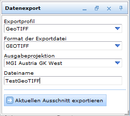 Datenexport-Formular im WebOffice 10 R3 client