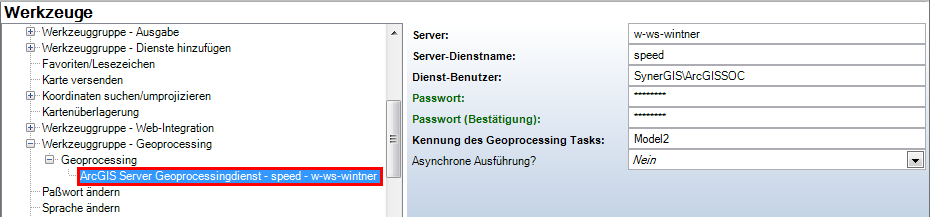 Geoprocessing Service Konfiguration - Kategorie WebOffice