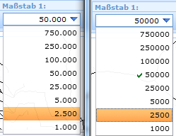 Ziffengruppierung für Maßstab - links 'Ja', rechts 'Nein'