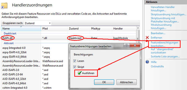 Aktivieren von "ISAPI.dll" Aktivieren von "ISAPI.dll"