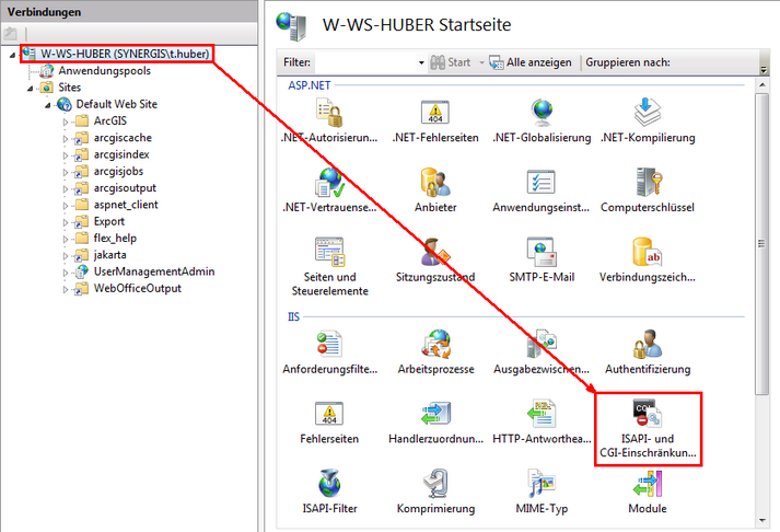 Navigieren Sie zum Webserver und öffnen ISAPI- und CGI-Einschränkungen im IIS Manager Navigieren Sie zum Webserver und öffnen ISAPI- und CGI-Einschränkungen im IIS Manager
