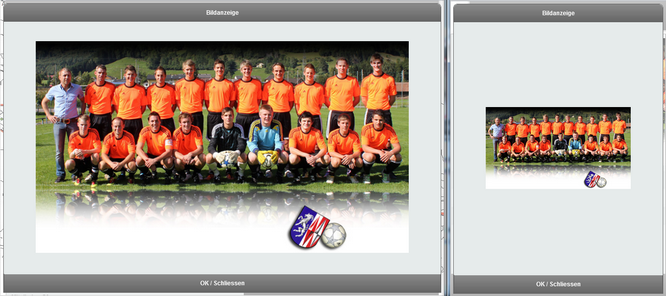 Bilder im mobile client - Vollansicht (links: Tablet-Ansicht / rechts: Phone-Ansicht)