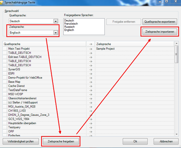 Importieren von sprachabhängigen Texten