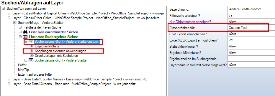 Suchergebnis - Einschränkung für Custom Tool