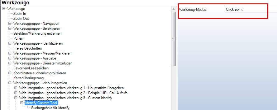 Werkzeug Modus click point