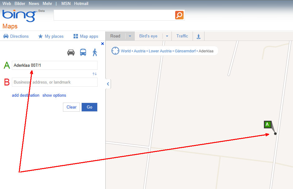Anbindung an BingMaps-Routing-Karte Anbindung an BingMaps-Routing-Karte