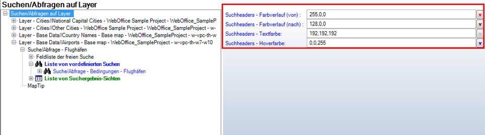 WebOffice 10 R3-Flex spezielle Suchattribute - Einstellungen für den Farbverlauf WebOffice 10 R3-Flex spezielle Suchattribute - Einstellungen für den Farbverlauf