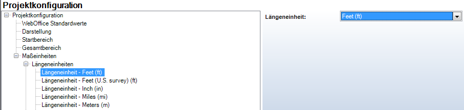 WebOffice 10 R3 Projektkonfiguration - Längeneinheiten