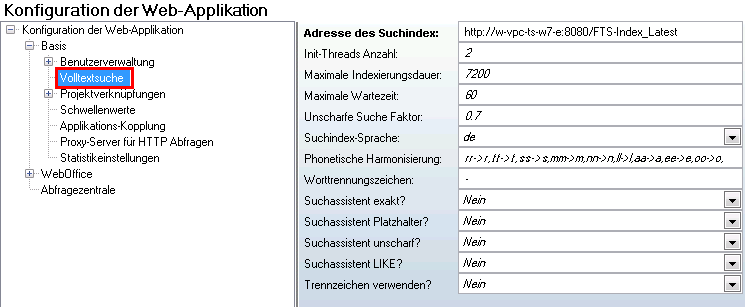 Volltextsuche - Anwendungskonfiguration Volltextsuche - Anwendungskonfiguration