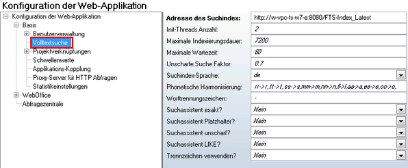 Volltextsuche - Anwendungskonfiguration Volltextsuche - Anwendungskonfiguration
