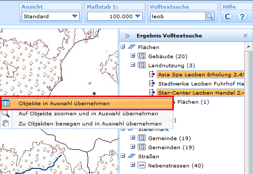 Volltextsuche - Mehrfachselektion