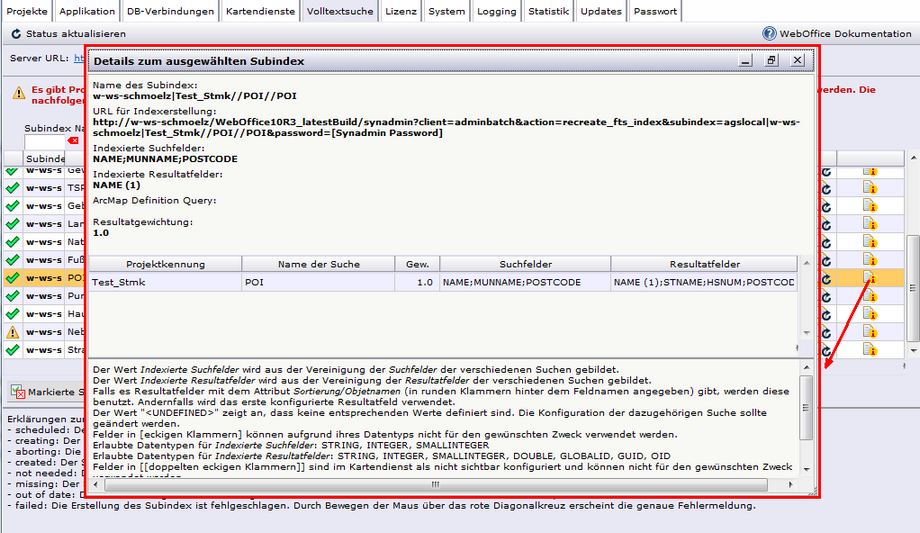 Volltextsuche - Synadmin - Subindex Details Volltextsuche - Synadmin - Subindex Details