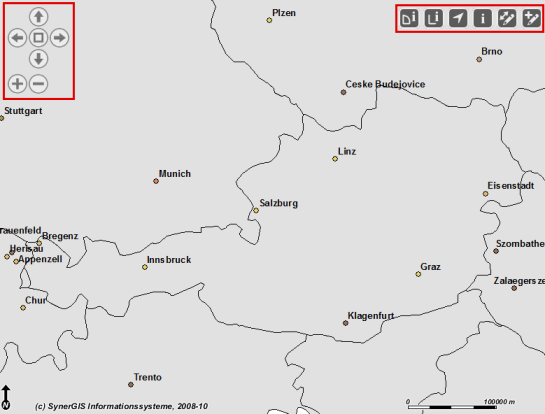 Werkzeuge im WebOffice map widget