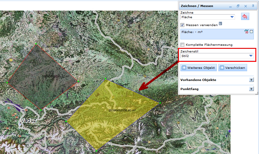 Stil-Auswahl im 'Zeichnen/Messen'-Dialogfenster - WebOffice 10 R3 HTML client Stil-Auswahl im 'Zeichnen/Messen'-Dialogfenster - WebOffice 10 R3 HTML client