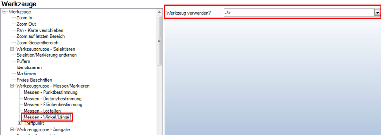 Werkzeug ‚Messen – Winkel/Länge‘ - Kategorie ‚WebOffice 10 R3‛