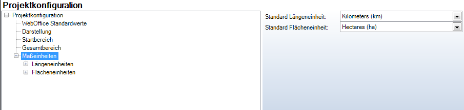 WebOffice 10 R3 Projektkonfiguration - Maßeinheiten