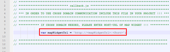 Angabe der URL, von der das eingebundene WebOffice map widget gehostet wird