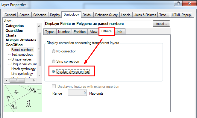 Layer Eigenschaften in ArcMap für den GeoOffice Renderer ('Display always on top') Layer Eigenschaften in ArcMap für den GeoOffice Renderer ('Display always on top')