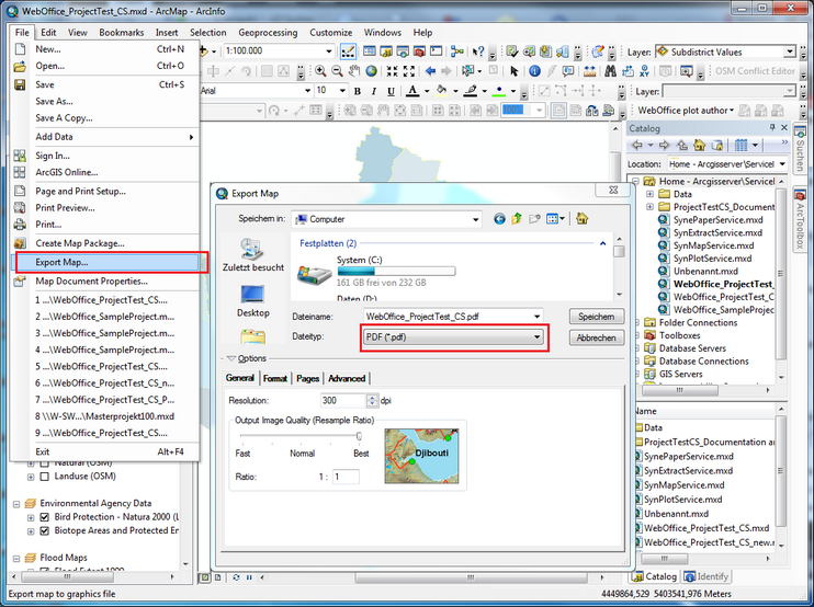 Kartenexport in Esri ArcMap Kartenexport in Esri ArcMap